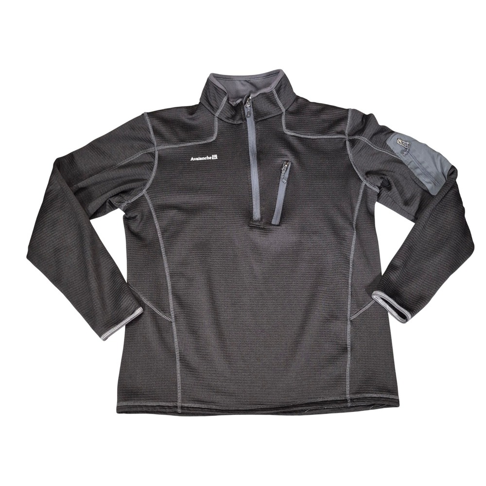 Avalanche Mens 1/4 Zip Pullover Grid Fleece Charcoal Gray Size Medium Pocket